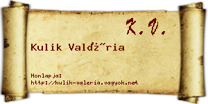 Kulik Valéria névjegykártya